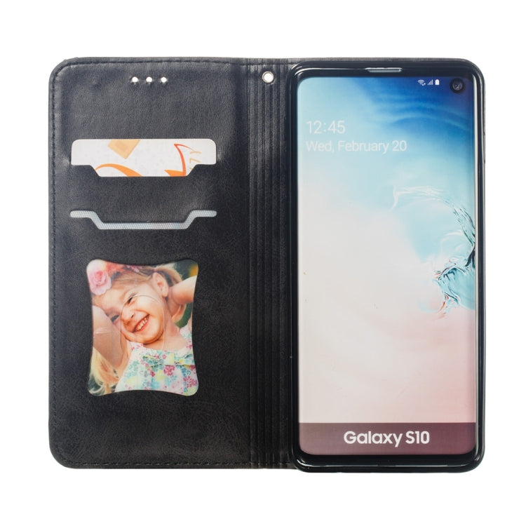 Calf Texture Zipper Magnetic Horizontal Flip Leather Case for Galaxy S10, with Wallet & Holder & Card Slots