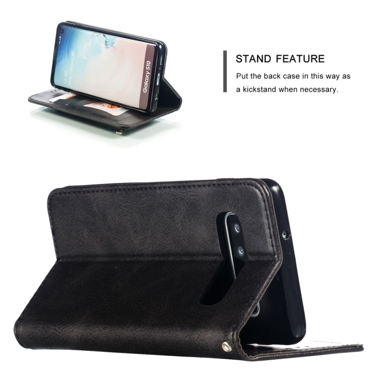Calf Texture Zipper Magnetic Horizontal Flip Leather Case for Galaxy S10, with Wallet & Holder & Card Slots