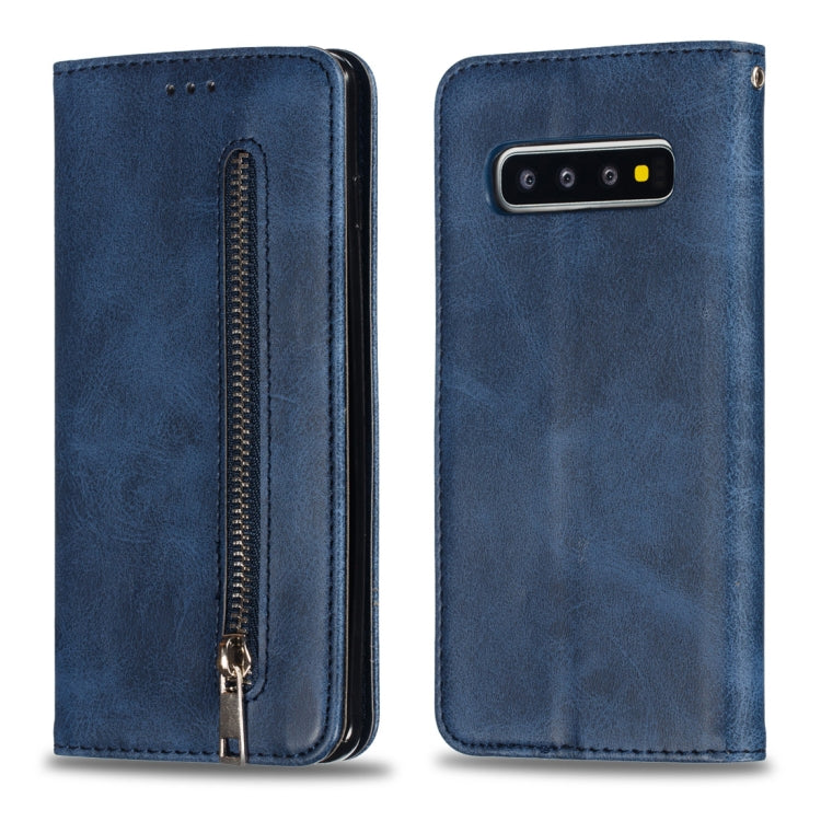 Calf Texture Zipper Magnetic Horizontal Flip Leather Case for Galaxy S10, with Wallet & Holder & Card Slots