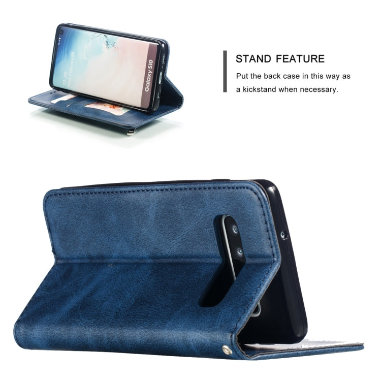 Calf Texture Zipper Magnetic Horizontal Flip Leather Case for Galaxy S10, with Wallet & Holder & Card Slots