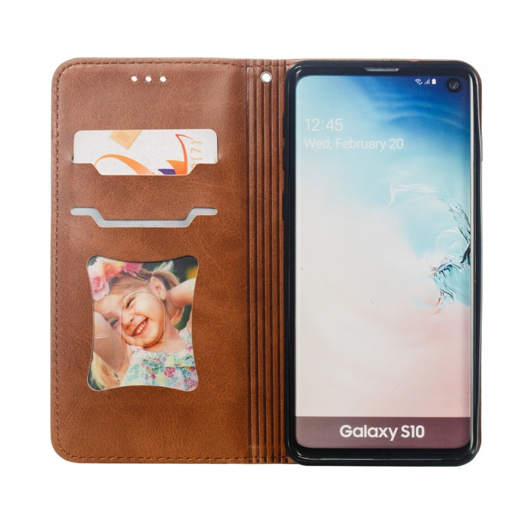 Calf Texture Zipper Magnetic Horizontal Flip Leather Case for Galaxy S10, with Wallet & Holder & Card Slots