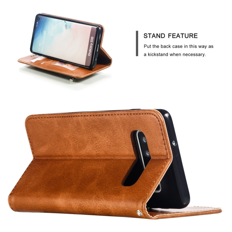 Calf Texture Zipper Magnetic Horizontal Flip Leather Case for Galaxy S10, with Wallet & Holder & Card Slots