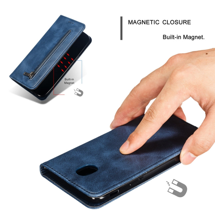 Calf Texture Zipper Magnetic Horizontal Flip Leather Case for Galaxy J530 (J5 2017), with Wallet & Holder & Card Slots