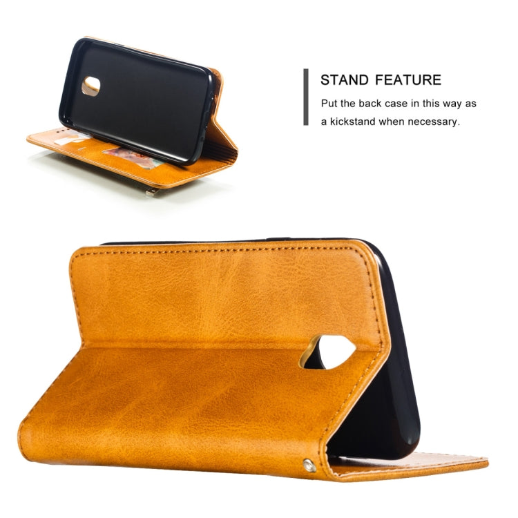 Calf Texture Zipper Magnetic Horizontal Flip Leather Case for Galaxy J530 (J5 2017), with Wallet & Holder & Card Slots