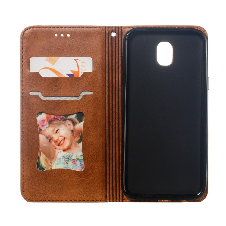 Calf Texture Zipper Magnetic Horizontal Flip Leather Case for Galaxy J530 (J5 2017), with Wallet & Holder & Card Slots