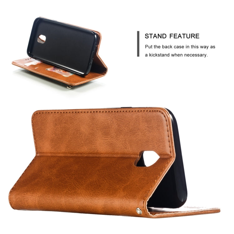 Calf Texture Zipper Magnetic Horizontal Flip Leather Case for Galaxy J530 (J5 2017), with Wallet & Holder & Card Slots