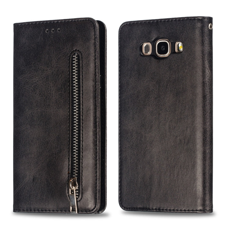 Calf Texture Zipper Magnetic Horizontal Flip Leather Case for Galaxy J710, with Wallet & Holder & Card Slots