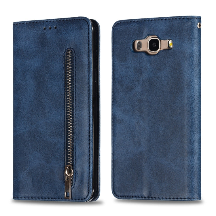 Calf Texture Zipper Magnetic Horizontal Flip Leather Case for Galaxy J710, with Wallet & Holder & Card Slots