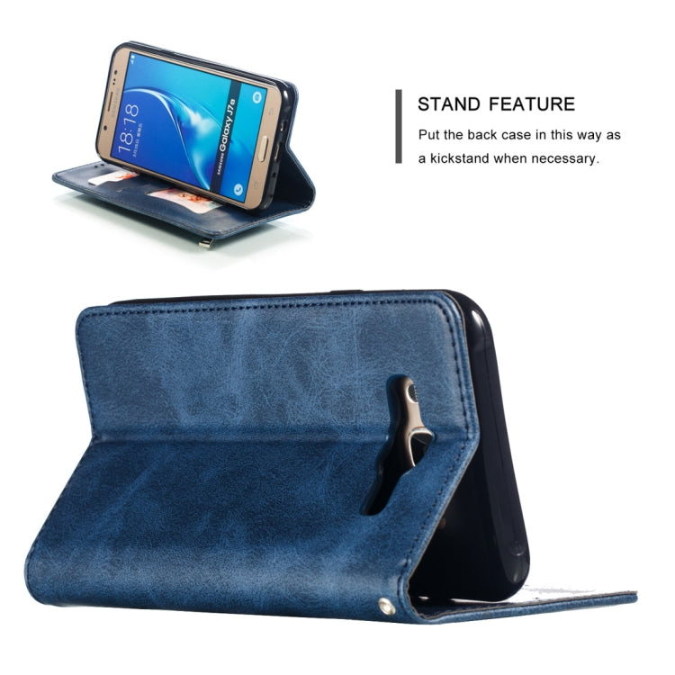 Calf Texture Zipper Magnetic Horizontal Flip Leather Case for Galaxy J710, with Wallet & Holder & Card Slots