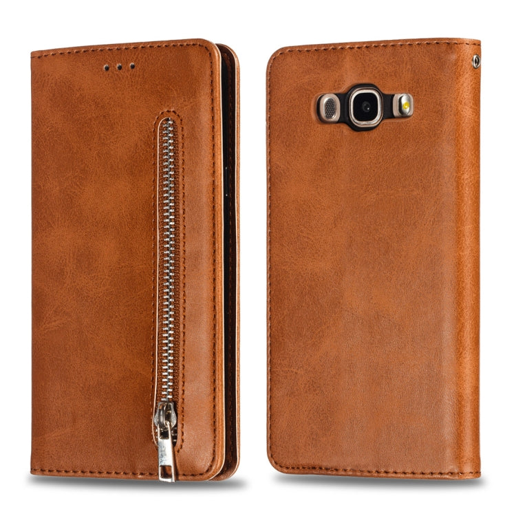 Calf Texture Zipper Magnetic Horizontal Flip Leather Case for Galaxy J710, with Wallet & Holder & Card Slots