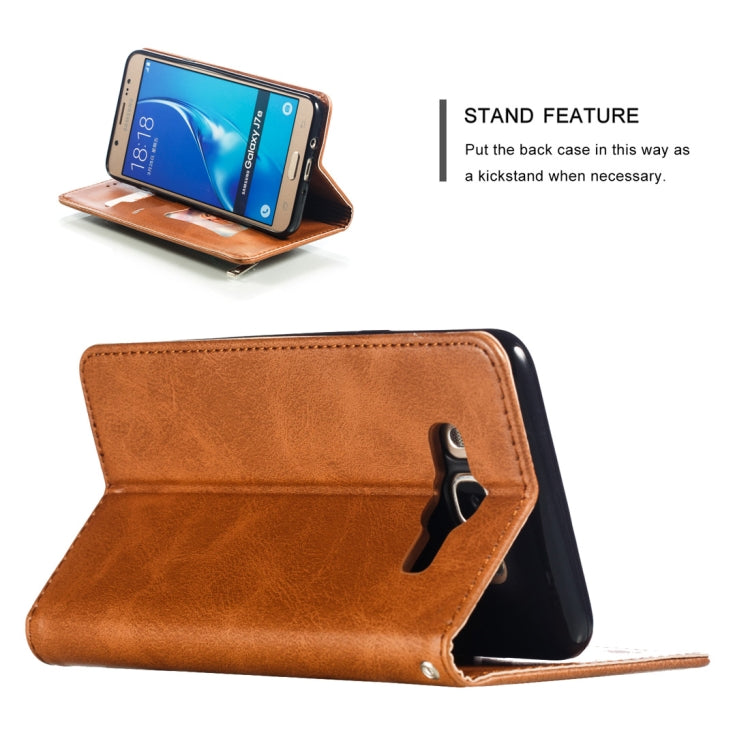 Calf Texture Zipper Magnetic Horizontal Flip Leather Case for Galaxy J710, with Wallet & Holder & Card Slots