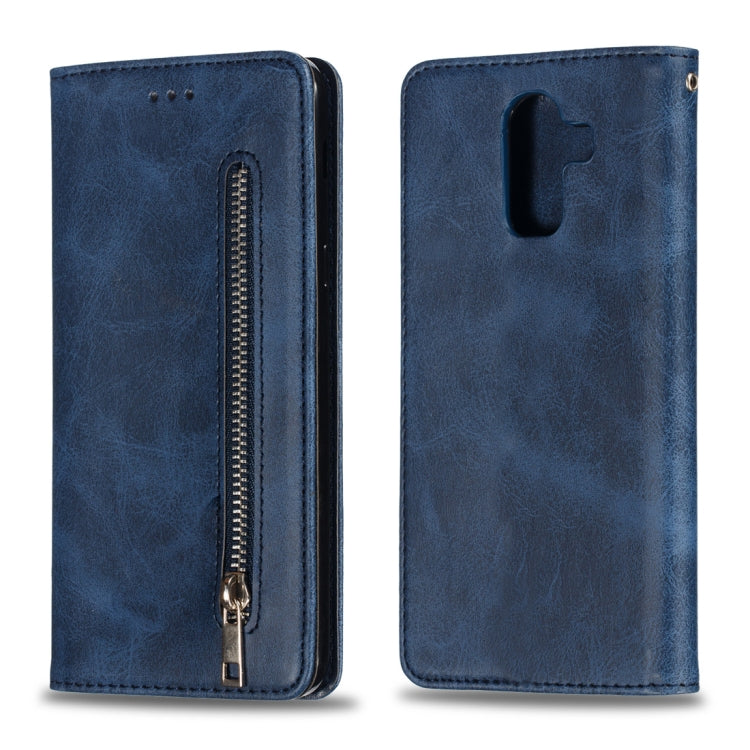 Calf Texture Zipper Magnetic Horizontal Flip Leather Case for Galaxy J8 (2018), with Wallet & Holder & Card Slots