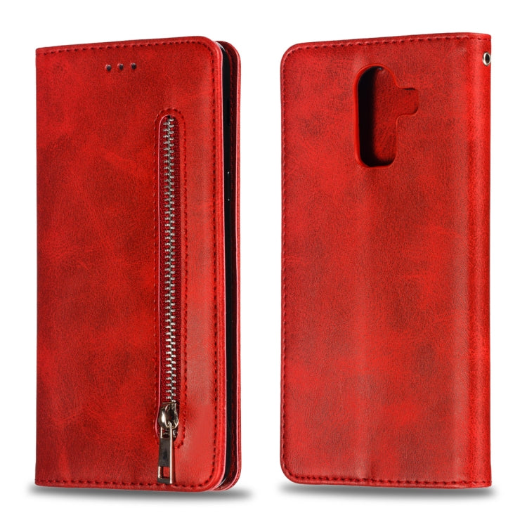 Calf Texture Zipper Magnetic Horizontal Flip Leather Case for Galaxy J8 (2018), with Wallet & Holder & Card Slots