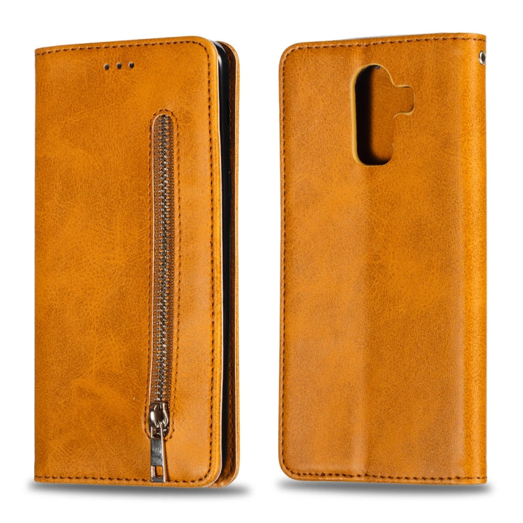 Calf Texture Zipper Magnetic Horizontal Flip Leather Case for Galaxy J8 (2018), with Wallet & Holder & Card Slots