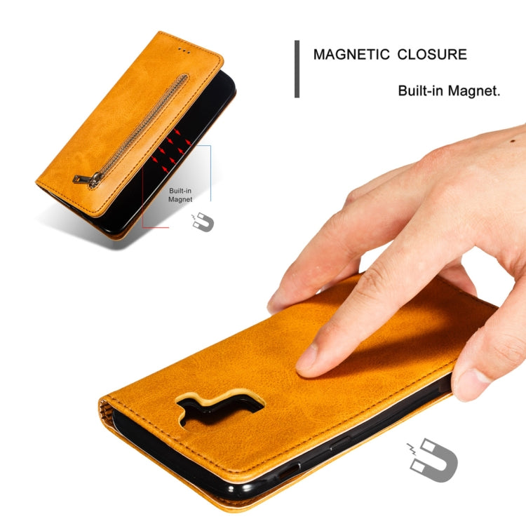 Calf Texture Zipper Magnetic Horizontal Flip Leather Case for Galaxy J8 (2018), with Wallet & Holder & Card Slots
