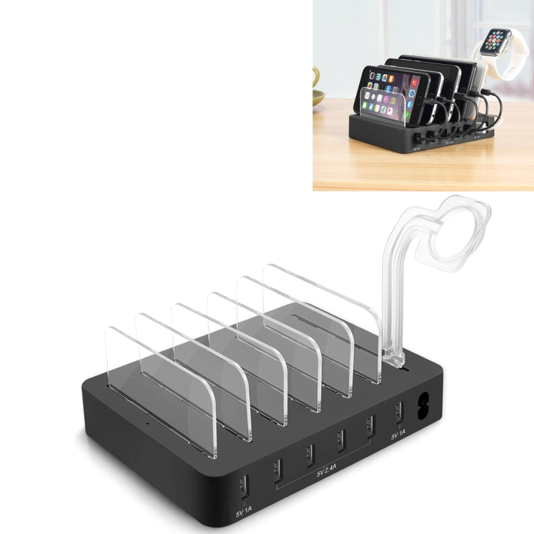 008 Multi-function DC5V/10A (Max) Output 6 Ports USB Detachable Charging Station Smart Charger