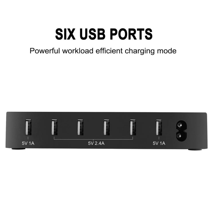 008 Multi-function DC5V/10A (Max) Output 6 Ports USB Detachable Charging Station Smart Charger