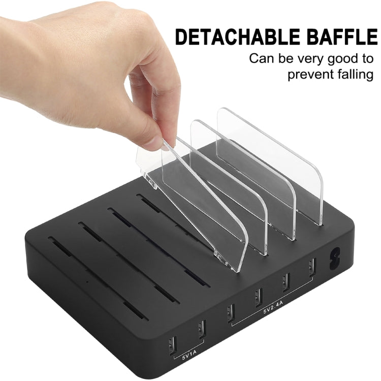 008 Multi-function DC5V/10A (Max) Output 6 Ports USB Detachable Charging Station Smart Charger