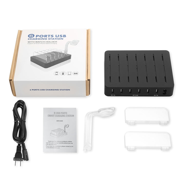 008 Multi-function DC5V/10A (Max) Output 6 Ports USB Detachable Charging Station Smart Charger