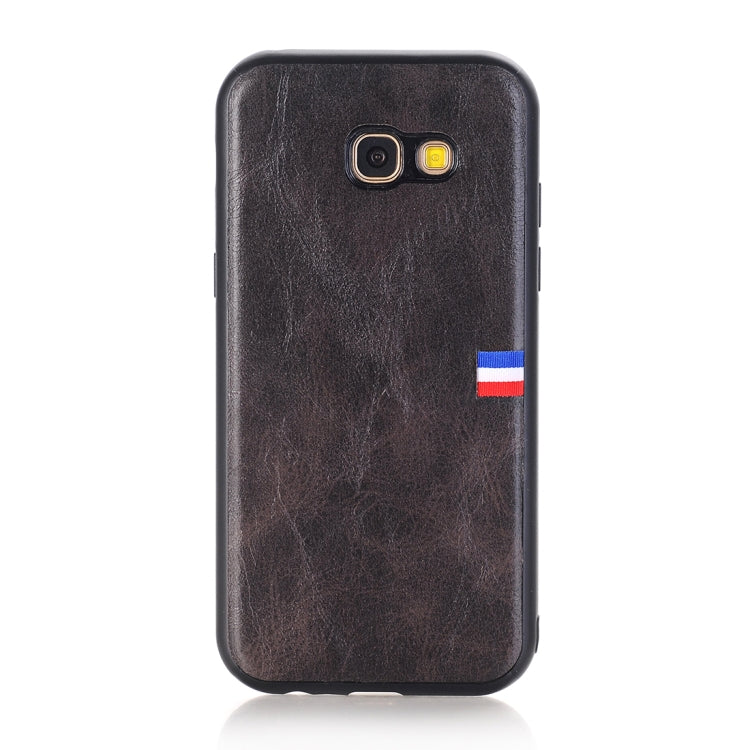 For Galaxy A5 (2017) PU Leather Crazy Horse Texture Flag Detail Protective Back Case