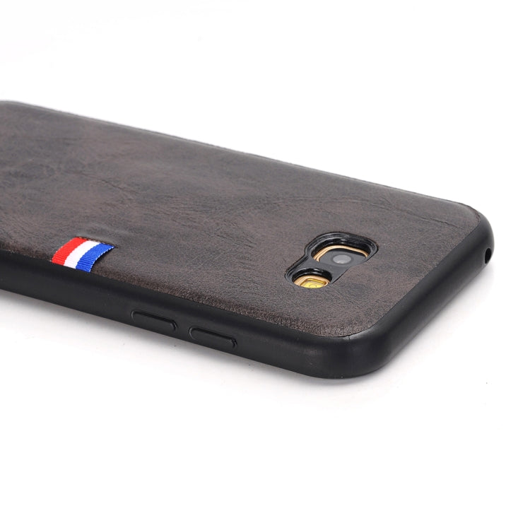 For Galaxy A5 (2017) PU Leather Crazy Horse Texture Flag Detail Protective Back Case