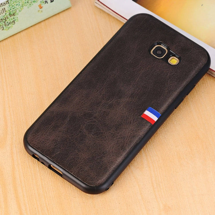 For Galaxy A5 (2017) PU Leather Crazy Horse Texture Flag Detail Protective Back Case
