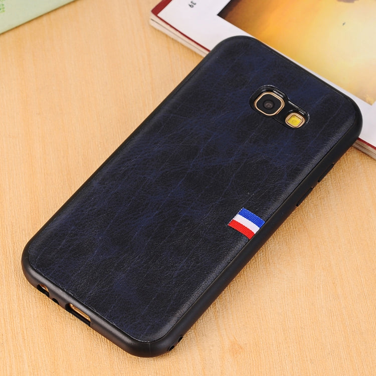 For Galaxy A5 (2017) PU Leather Crazy Horse Texture Flag Detail Protective Back Case