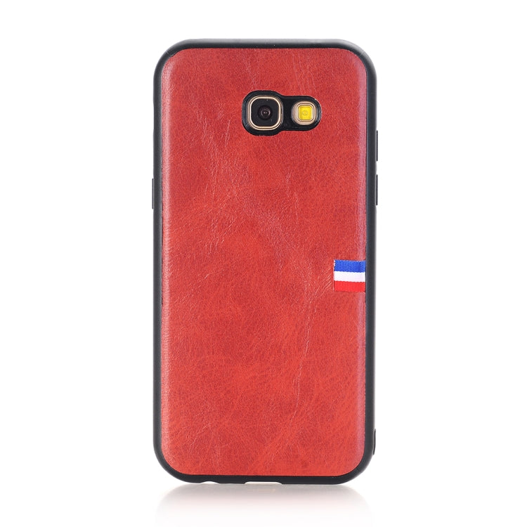 For Galaxy A5 (2017) PU Leather Crazy Horse Texture Flag Detail Protective Back Case