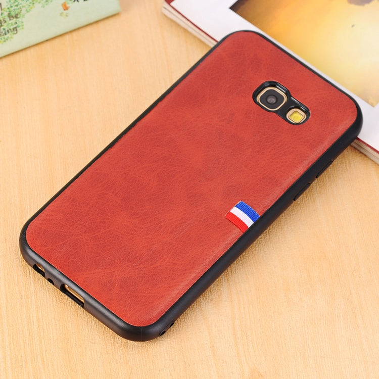 For Galaxy A5 (2017) PU Leather Crazy Horse Texture Flag Detail Protective Back Case