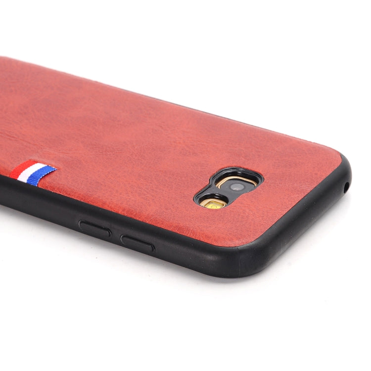 For Galaxy A5 (2017) PU Leather Crazy Horse Texture Flag Detail Protective Back Case
