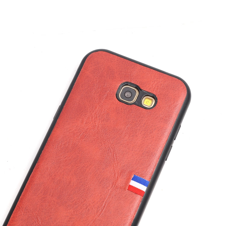 For Galaxy A5 (2017) PU Leather Crazy Horse Texture Flag Detail Protective Back Case
