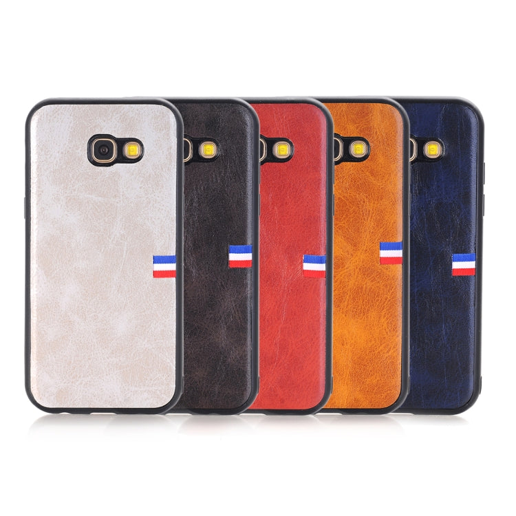 For Galaxy A5 (2017) PU Leather Crazy Horse Texture Flag Detail Protective Back Case