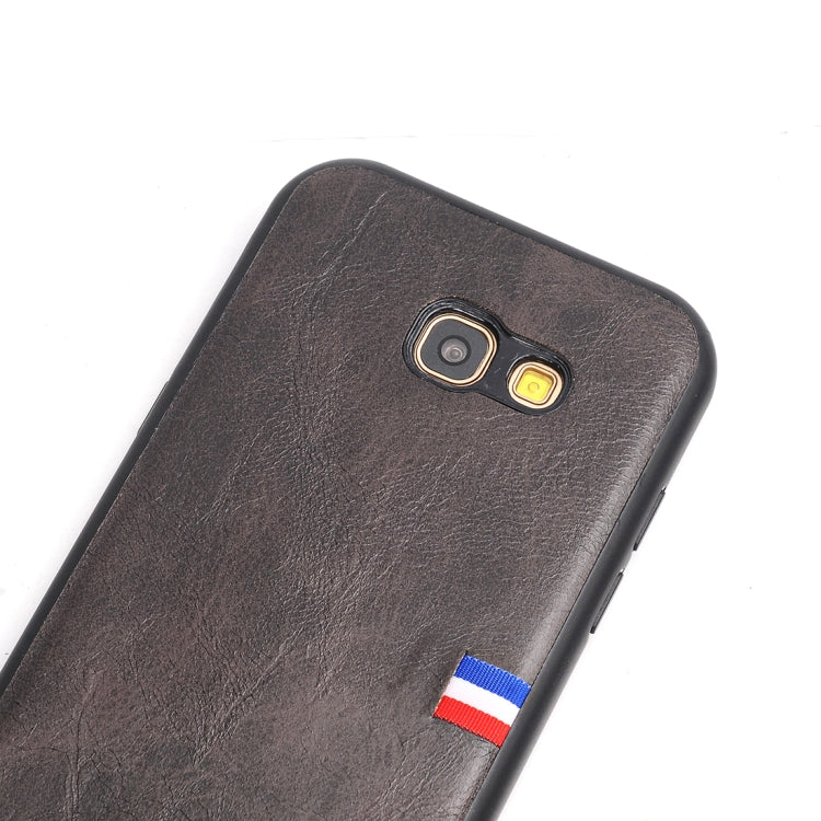 For Galaxy A7 (2017) PU Leather Crazy Horse Texture Flag Detail Protective Back Case