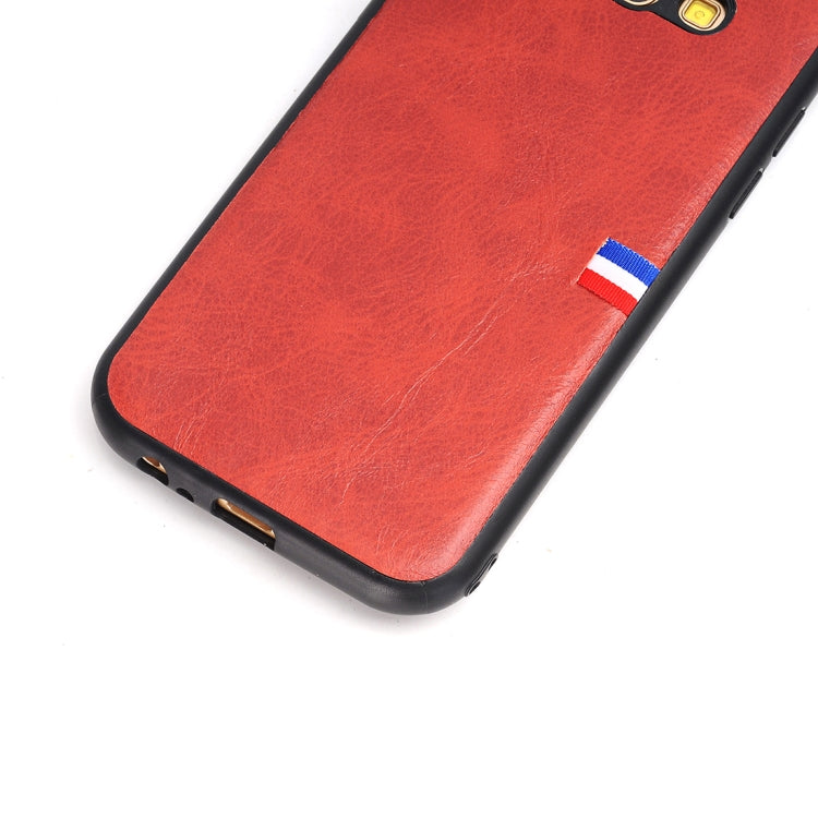 For Galaxy A7 (2017) PU Leather Crazy Horse Texture Flag Detail Protective Back Case