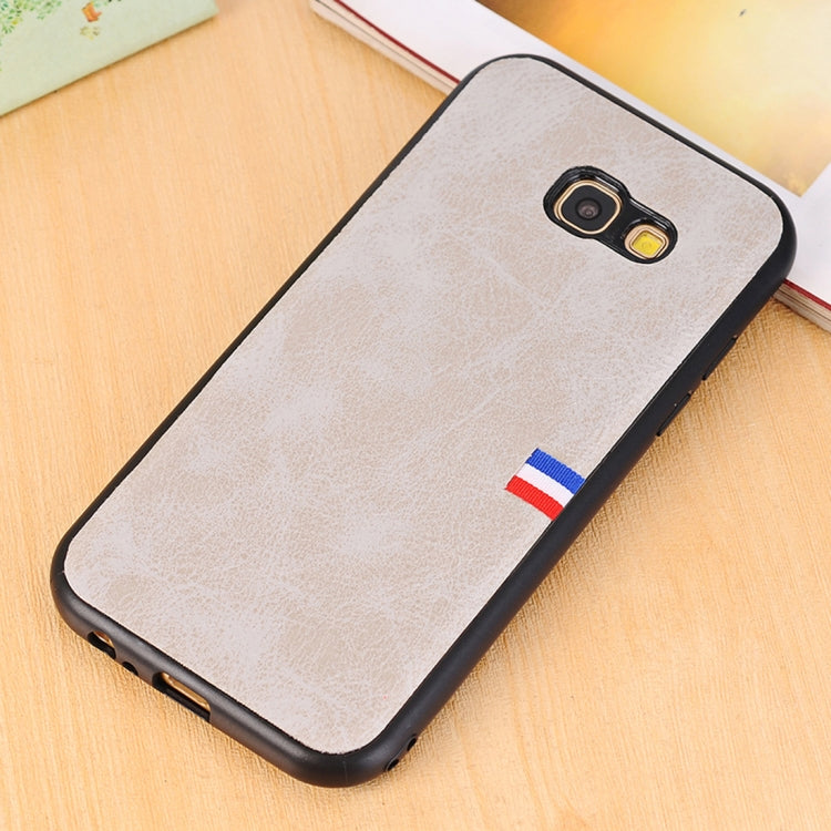 For Galaxy A7 (2017) PU Leather Crazy Horse Texture Flag Detail Protective Back Case
