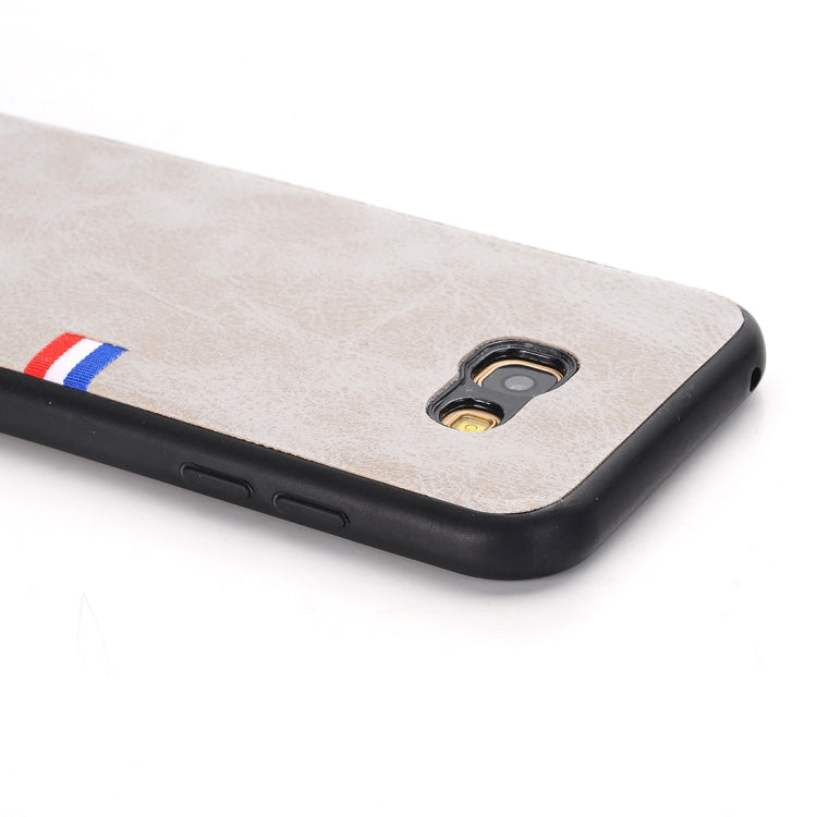 For Galaxy A7 (2017) PU Leather Crazy Horse Texture Flag Detail Protective Back Case