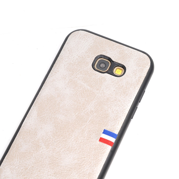 For Galaxy A7 (2017) PU Leather Crazy Horse Texture Flag Detail Protective Back Case