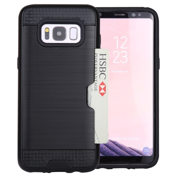 For Galaxy S8 with credit card slot holder TPU+PC mobile phone covers