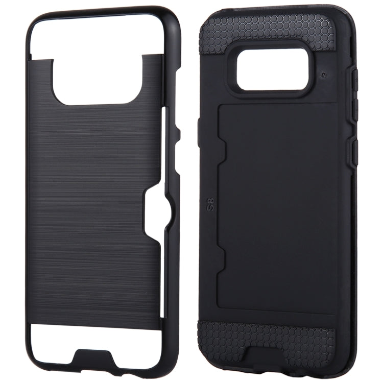 For Galaxy S8 with credit card slot holder TPU+PC mobile phone covers