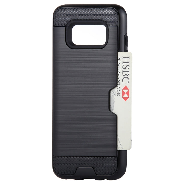 For Galaxy S8 with credit card slot holder TPU+PC mobile phone covers