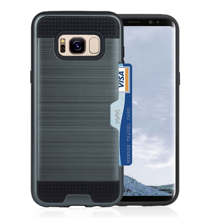 For Galaxy S8 with credit card slot holder TPU+PC mobile phone covers
