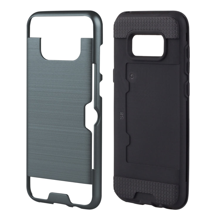 For Galaxy S8 with credit card slot holder TPU+PC mobile phone covers