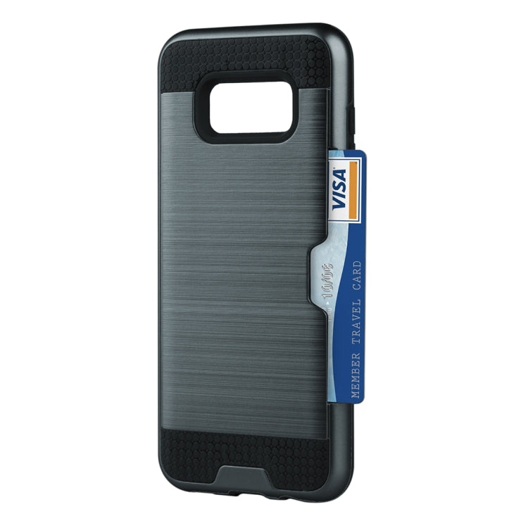 For Galaxy S8 with credit card slot holder TPU+PC mobile phone covers