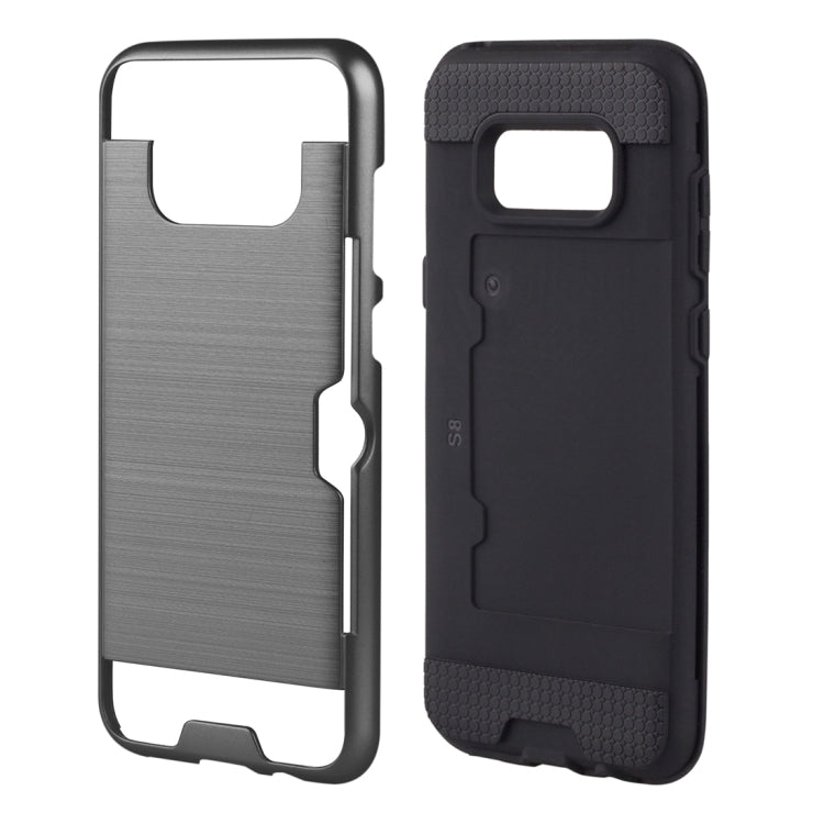 For Galaxy S8 with credit card slot holder TPU+PC mobile phone covers