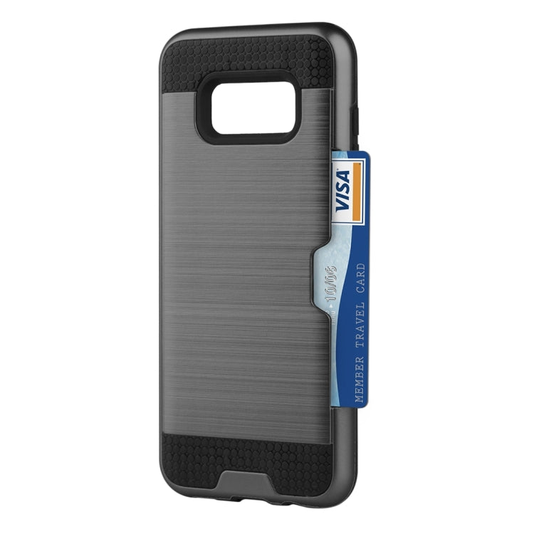 For Galaxy S8 with credit card slot holder TPU+PC mobile phone covers