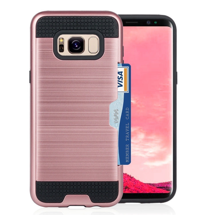 For Galaxy S8 with credit card slot holder TPU+PC mobile phone covers