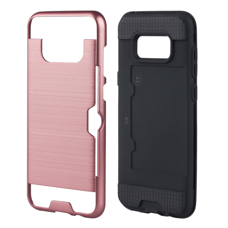 For Galaxy S8 with credit card slot holder TPU+PC mobile phone covers