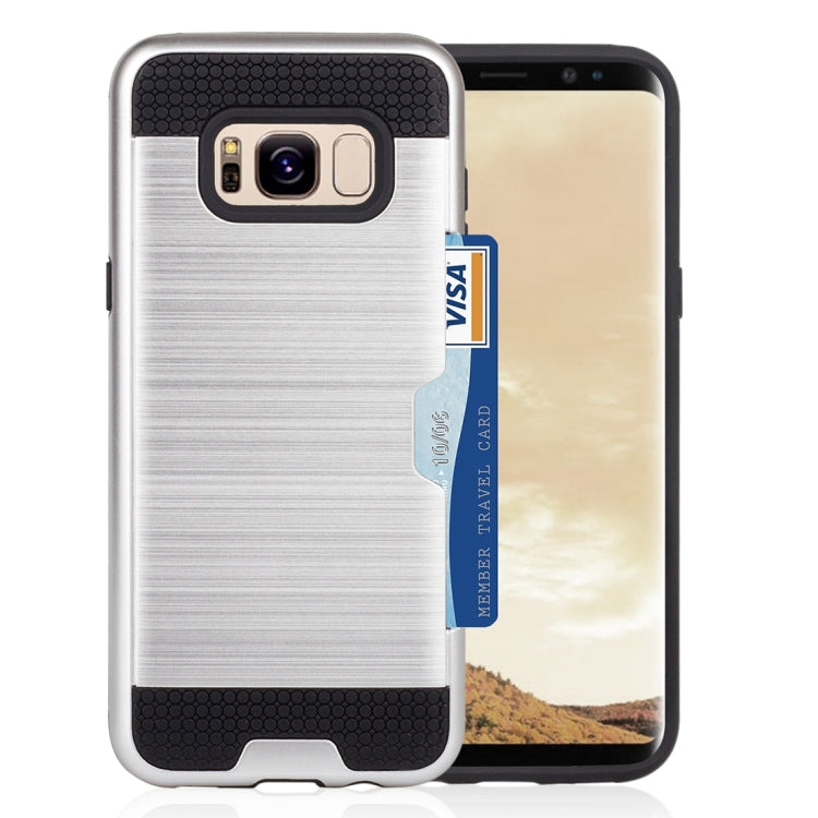 For Galaxy S8 with credit card slot holder TPU+PC mobile phone covers