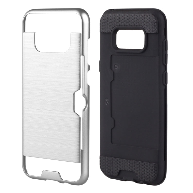 For Galaxy S8 with credit card slot holder TPU+PC mobile phone covers