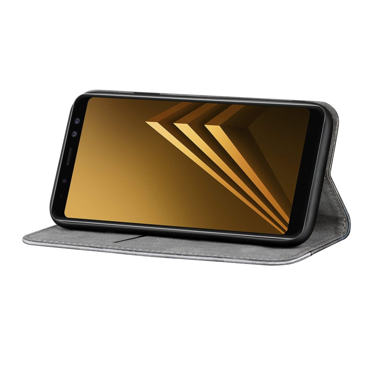 Business Solid Color Stitching Horizontal Flip Leather Case for Galaxy A5 (2018), with Holder & Card Slots & Wallet & Lanyard